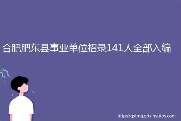 合肥肥东县事业单位招录141人全部入编